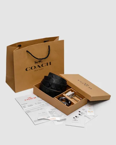 Coach Belt Kit Black Leather/Silver Fittings