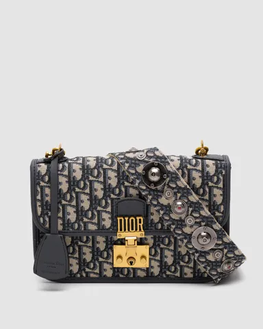 Dior Oblique Denim Medium C’est oblique Jacquard Shoulder bag/Gold