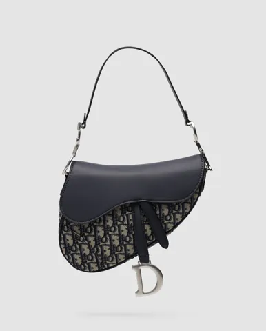 Dior Saddle Bag Blue Dior Oblique Jacquard and Smooth Calfskin/Silver