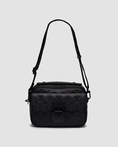 Louis Vuitton S Lock Messenger 2Way Shoulder Bag Monogram Embossed Black