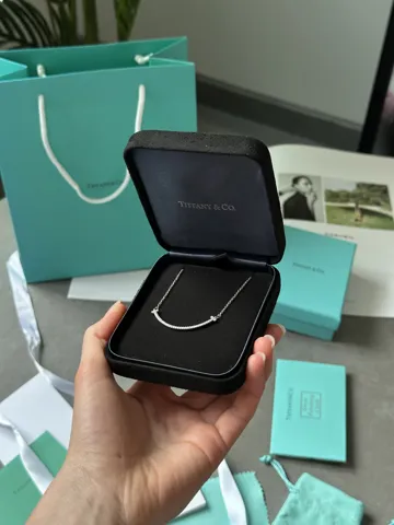 Tiffany T Smile Pendant in White Gold 18k with Diamonds