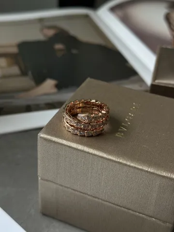 Bvlgari Serpenti Viper 18K Rose Gold Ring with Diamonds
