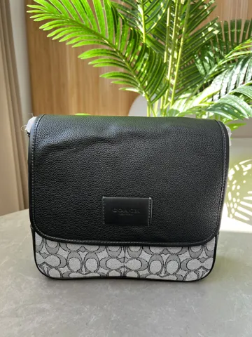 Coach Sprint Map 25 Black Leather/Grey Canvas
