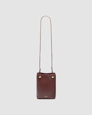 Loewe Pebble Pouch in Smooth Calfskin Burgundy/Gold