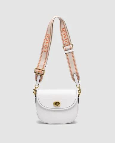 Coach Polished Pebble Willow Saddle Bag White