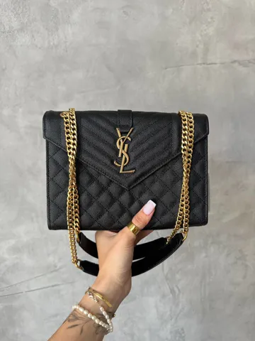 Saint Laurent Leather Envelope Chain Bag Black