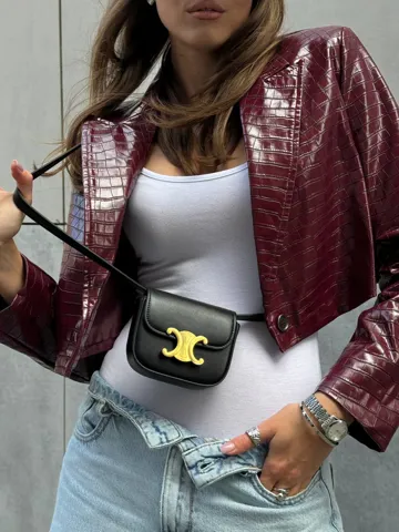 Celine Triomphe Mini Claude Shoulder Bag Black/Gold [оригінальна коробка]