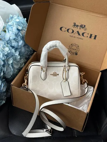 Coach Rowan Cream Satchel In Signature Canvas/Gold[оригінальна коробка]