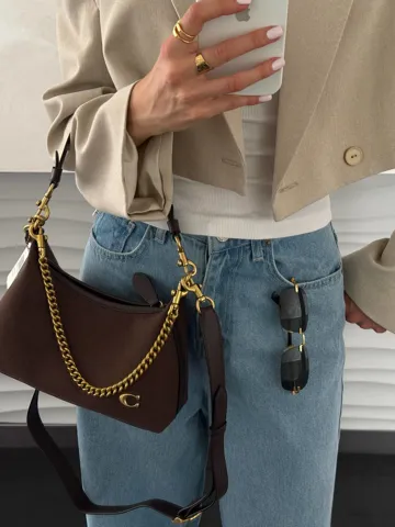 Coach Juliet Shoulder Bag Brown Suede/Gold[оригінальна коробка]