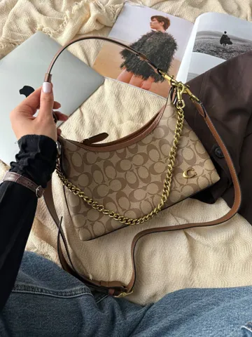 Coach Juliet Shoulder Bag In Signature Canvas Beige/Gold[оригінальна коробка]