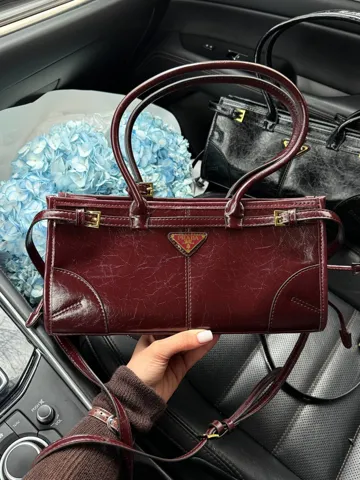 Prada Medium Leather Handbag Burgundy(Копія)