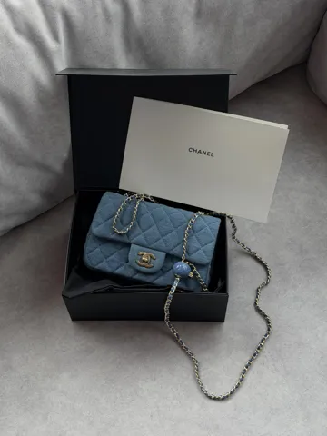 Chanel Classic 1.55 Small Single Flap Denim/Gold